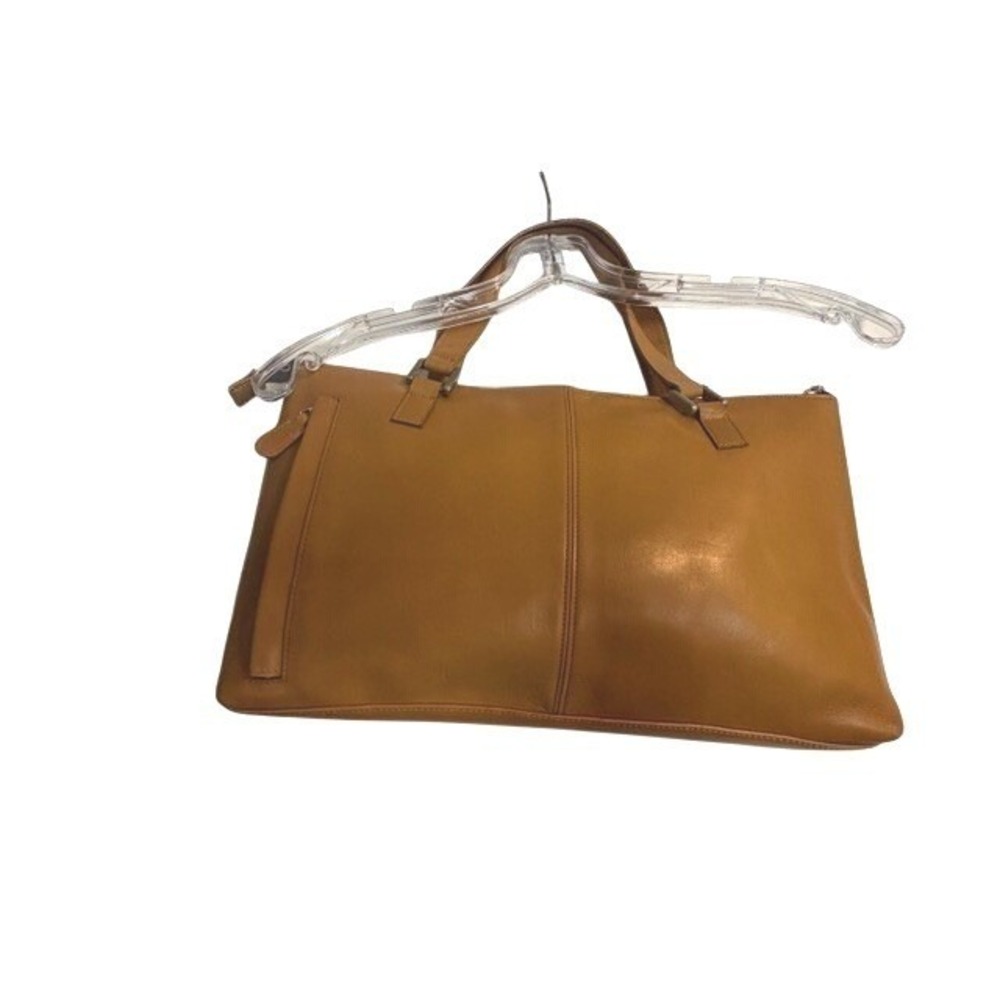 Latico Leathers Mustard Leather Satchel Handbag Zip Top Work Tote Bag Womens EUC - Picture 2 of 7